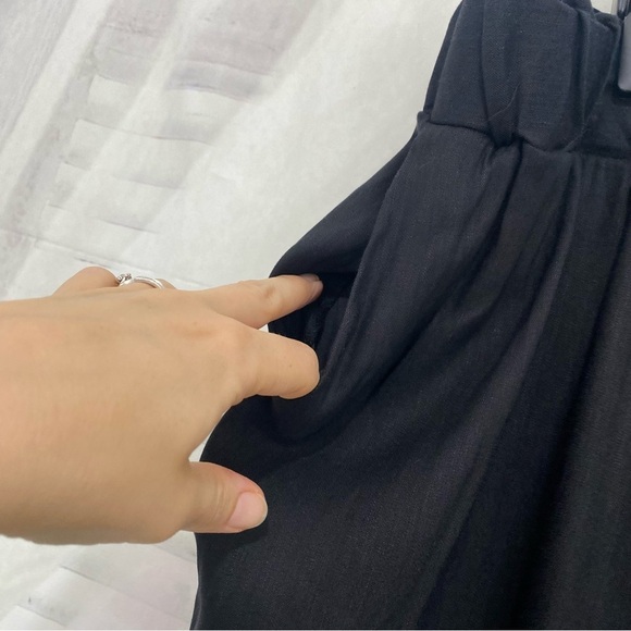 NEW Calvin Klein Pants 3X Black Linen Blend Wide Leg Crop Pull On Elastic Waist - Picture 5 of 8